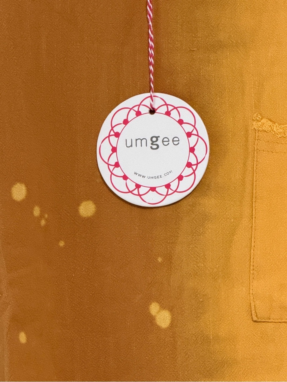 Umgee Mustard Yellow Cotton Linen Tee with Bleach-Splatter - Picture 2 of 7